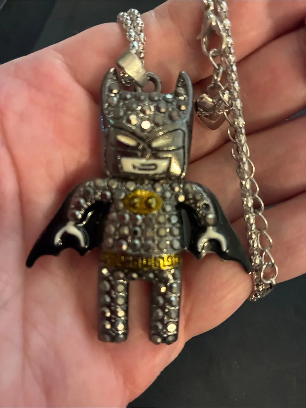 Batman Silver and Black Pendant Necklace NWOT